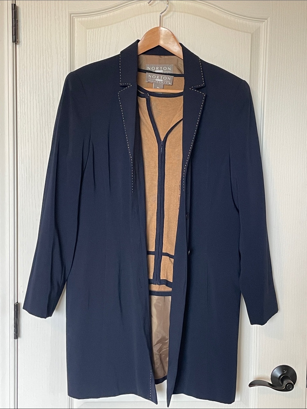 Norton McNaughton Navy Longline Blazer & Matching Full-Zip Sweater Set Size 14